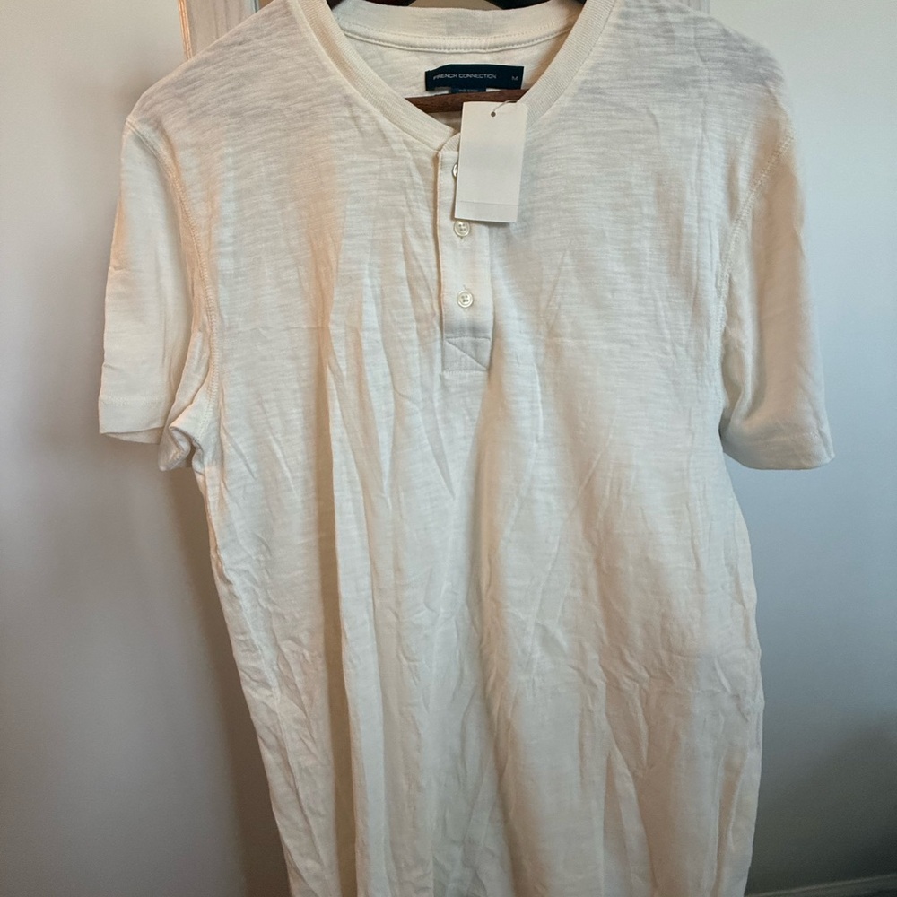 French Connection Cream Short Sleeve Henley